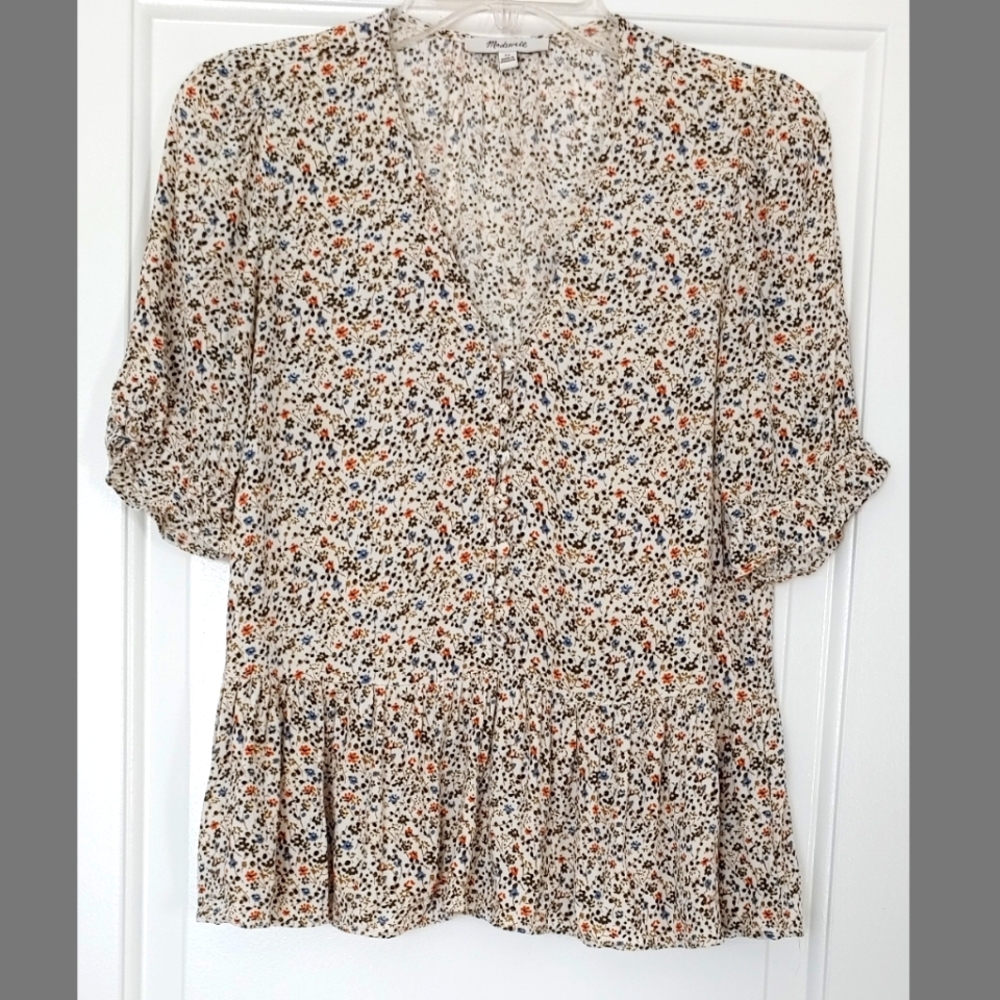 Madewell Viscose Peplum Top - Size XS
